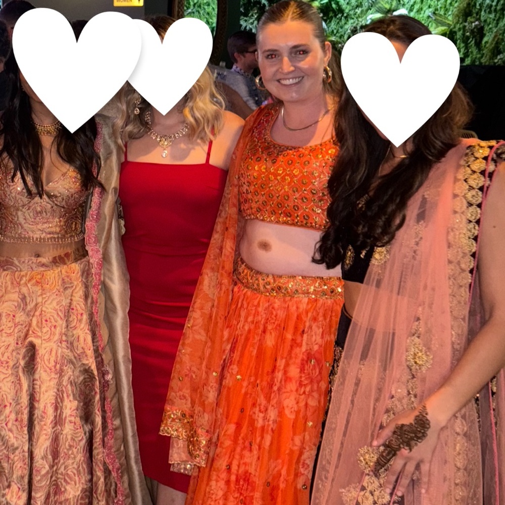 Orange and Gold Embellished Lehenga